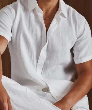 Quince Men's 100% European Linen Short Sleeve Shirt in White size L